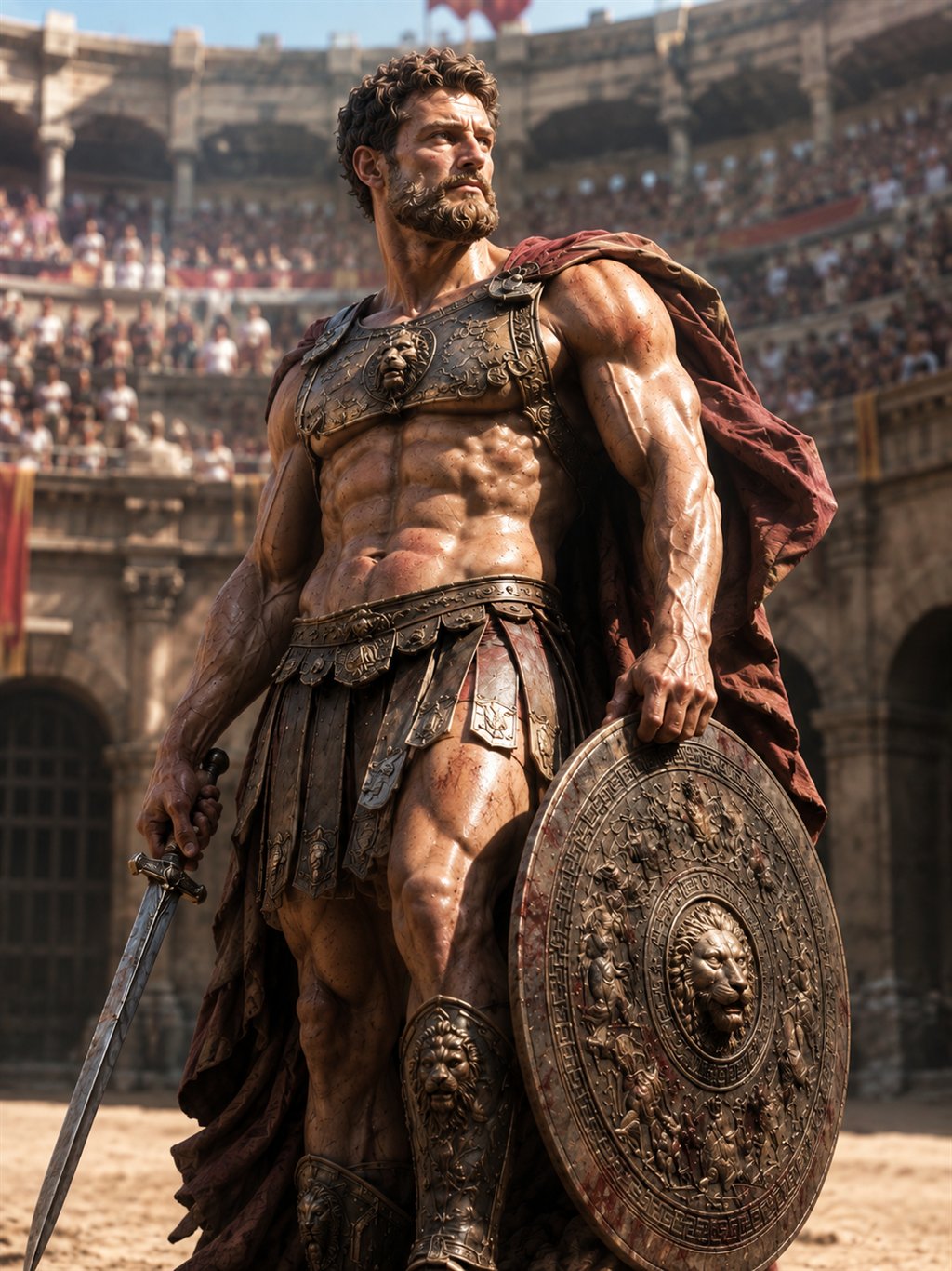 Cinematische gladiator — fotorealistische AI-generatie, lokaal gerenderd
