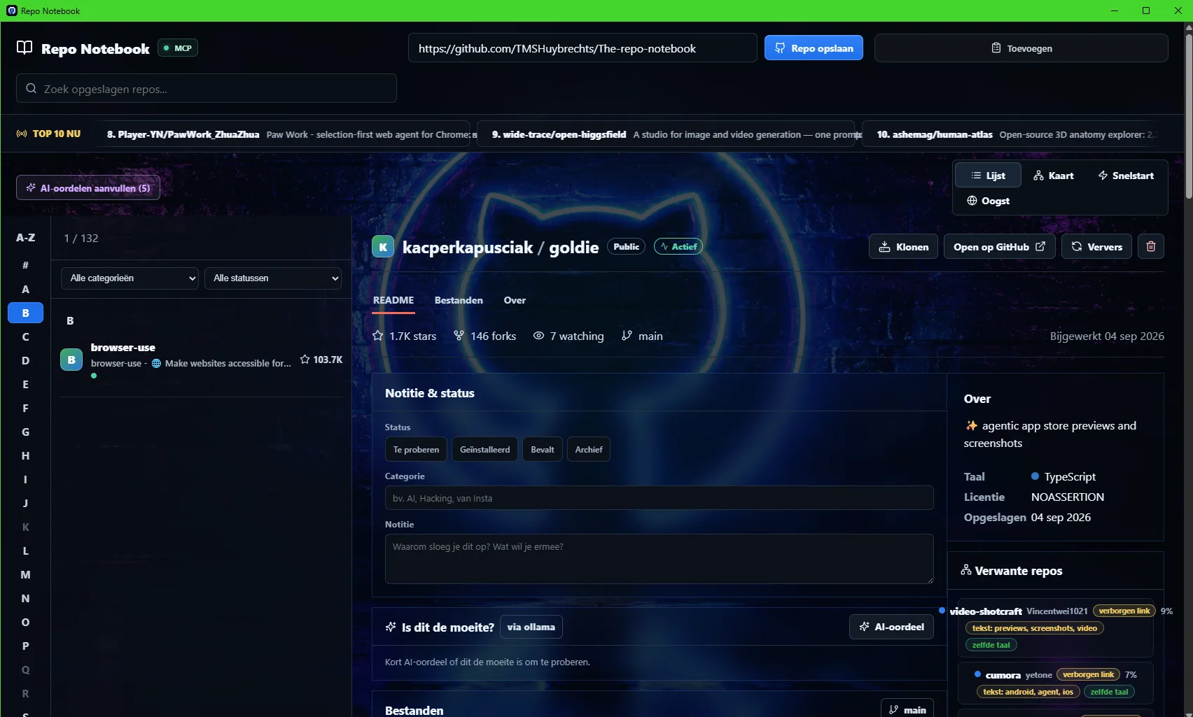 Repo Notebook repository detail view